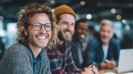 Fototapeta premium Coworkers planning next quarter is content calendar in group meeting
