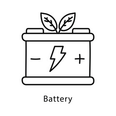 Battery Vector Outline Style Icon. Eps 10 file
