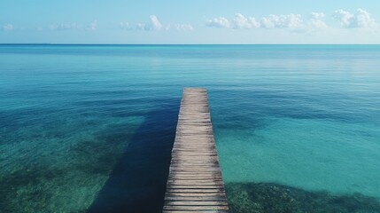 Obraz premium Tranquil wooden dock on turquoise water