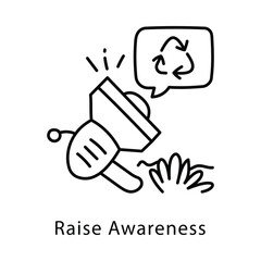 Raise Awareness Vector Outline Style Icon. Eps 10 file