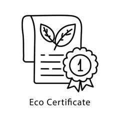 Eco Certificate Vector Outline Style Icon. Eps 10 file
