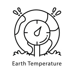 Earth Temperature Vector Outline Style Icon. Eps 10 file