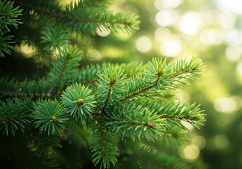 Fototapeta premium Evergreen Spruce Pine Tree Branches Nature Background