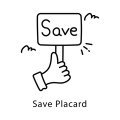 Save Placard Vector Outline Style Icon. Eps 10 file
