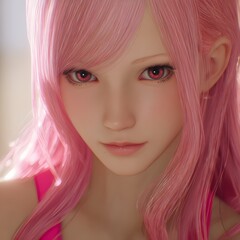 Naklejka premium Pink haired girl