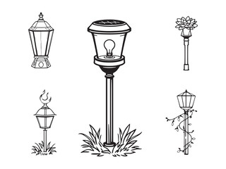 Simple Solar Garden Light Symbol Set