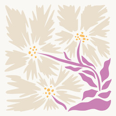 Hand drawn floral illustration in boho and mattise style