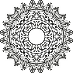 Mandala pattern for coloring on white background, Flower Mandala, Coloring book page, Relaxation traditional ornamental mandala