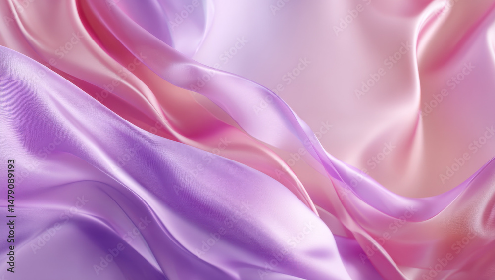 Poster abstract pink and purple background with wavy silk fabric, creating an elegant wallpaper design: gen