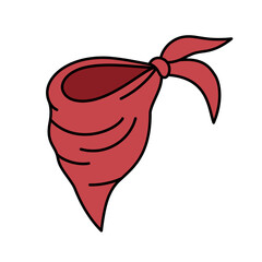 Cowboy bandana. Cowboy western and wild west theme concept. Hand drawn vector illustration. Doodle icon. Bank robbery concept. Neck scarf