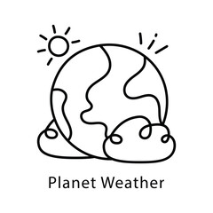 Planet Weather Vector Outline Style Icon. Eps 10 file