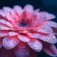 Fototapeta premium Close-up of a pink flower with dew drops