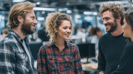 Office workers exchanging thoughts during casual collaboration