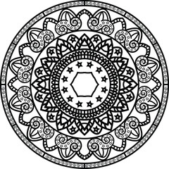 Mandala pattern for coloring on white background, Flower Mandala, Coloring book page, Relaxation traditional ornamental mandala