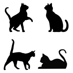 ilustration of silluette cats black and white
