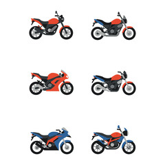 Flat Vector Motorcycle Icons