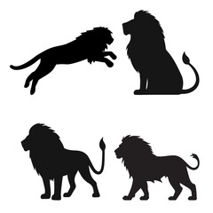 ilustration of silluette lions black and white