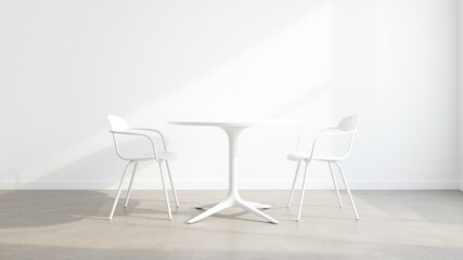 Fototapeta premium Modern White Dining Set, Simple Elegance