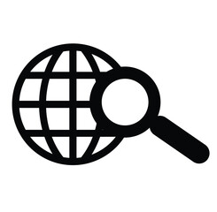 Cute cartoon hand drawn vector globe search icon.