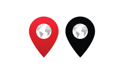 .Pin icon set. Location icon vector. map pin. GPS location symbol.  map pointer with red pointer