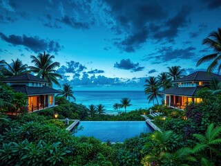 Fototapeta premium Tropical Caribbean Homes and Lush Landscapes