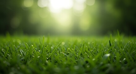 Obraz premium Green Grass and Bokeh Background