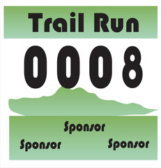 Bib number trail run vector illustration