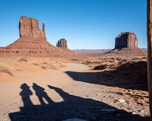 Fototapeta premium Tourists' shadows, Monument Valley