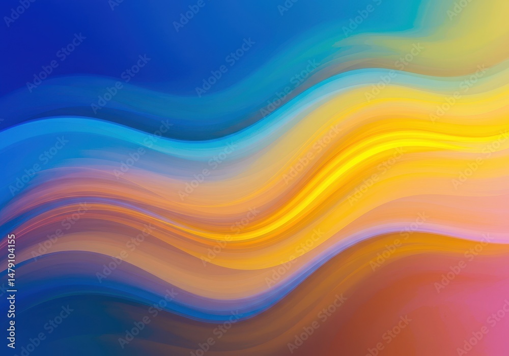 Poster abstract waves of color flow in a smooth gradient background with dynamic motion