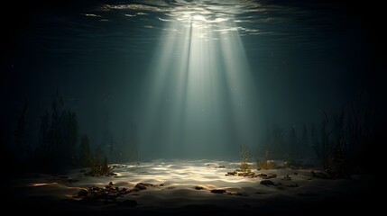 scene with light rays filtering through surface ripples