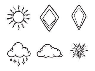 Modern Suncatcher Line Illustration Set