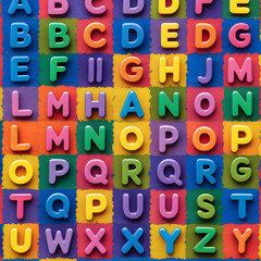 English alphabets in many colors