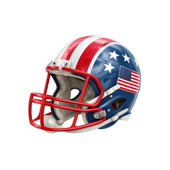 Fototapeta premium A vibrant football helmet featuring red, white, and blue colors along with star and flag designs.