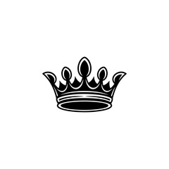 Illustration of king crown in monochrome style. Design element for logo, emblem, sign, poster, t shirt. Vector illustration