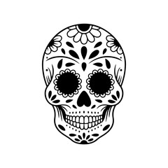 Illustration of mexican sugar skull. Day of the dead. Dia de los muertos. Vector illustration
