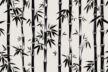 Black and white bamboo pattern ideal for background designs, packaging, stationery, textiles, and home decor products. Nature inspired and modern.
