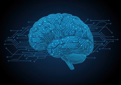 A stylized brain graphic shows circuit connections representing artificial intelligence and technology. - Powered by Adobe
