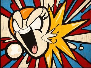 Angry Cartoon Character Yelling in Pop Art Style