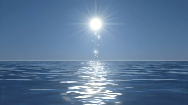 with cloudless sky and smooth reflective surface