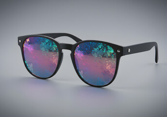 Colorful reflective sunglasses studio shot