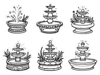 Minimal Tabletop Fountain Vector Set