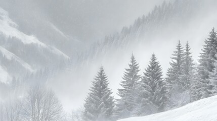 Fototapeta premium forest during a gentle snowfall in winter