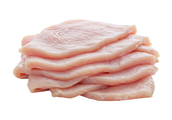 Pile of Fresh Chicken Breast Slices Ready for Cooking Preparation Isolated