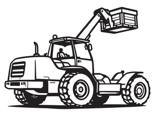 Naklejka premium Modern Telehandler Outline Illustration