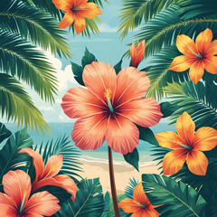 Summer Time Holiday Illustration with Flow