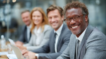 Diverse professionals from various industries engaging in a collaborative meeting at a sleek office space.