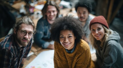 Obraz premium A creative team of professionals collaborating at a table in an office, embracing diversity in the workplace.