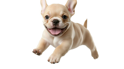energetic French bulldog isolated on white background