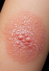 Fototapeta premium Close-up of Sunburnt Skin with Blisters: A Detailed Medical Image