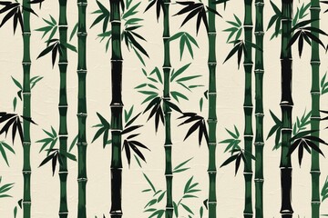 Obraz premium Black and white bamboo pattern ideal for background designs, packaging, stationery, textiles, and home decor products. Nature inspired and modern.